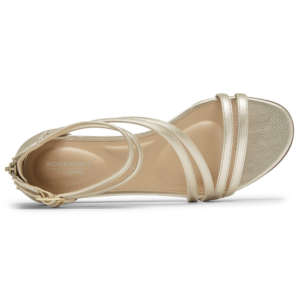 Rockport Singapore Womens Sandals - Total Motion Zandra Asymmetrical Gold - LG0547982